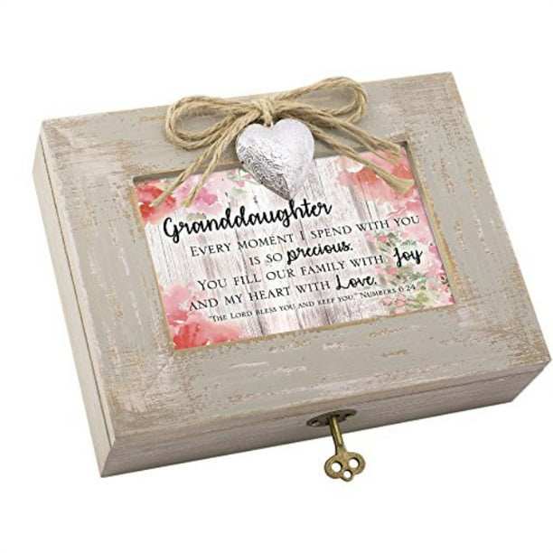 Cottage Garden Granddaughter Awesome Blush Pink Distressed Locket Music Box Plays You Light Up My Life 